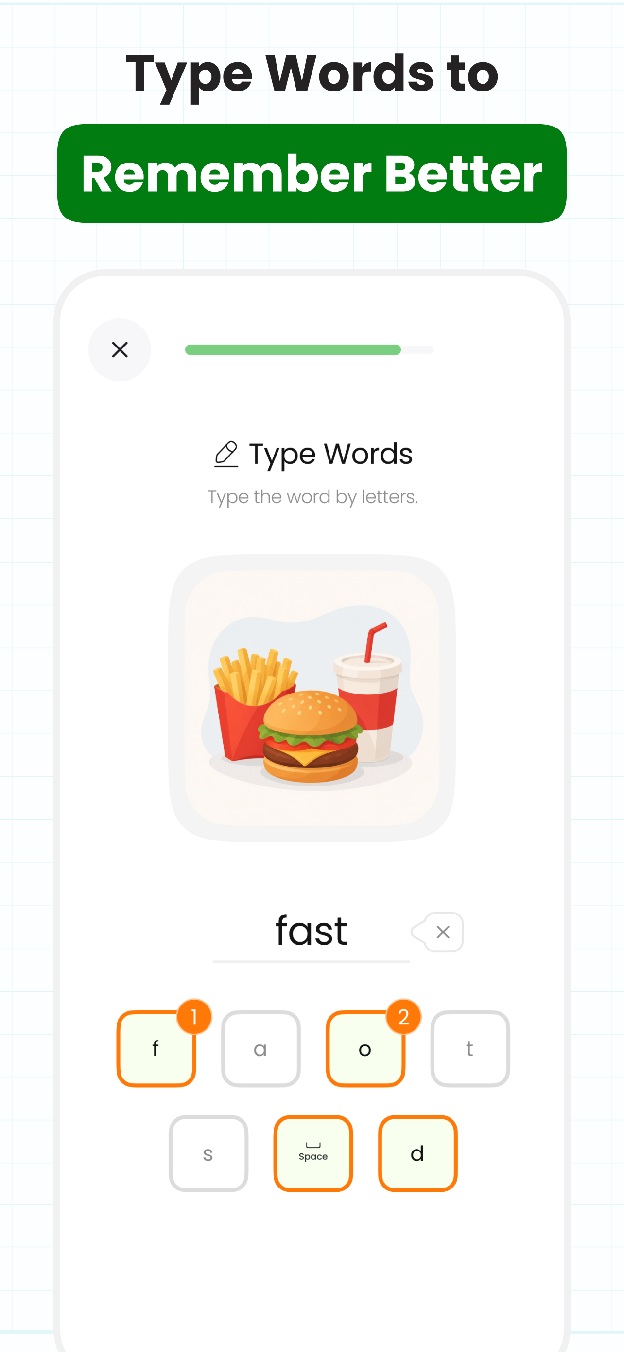 Word typing exercise